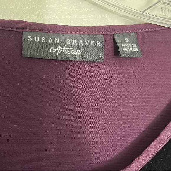 SUSAN GRAVER ARTISAN Embellished Velvet Detail Purple Peekaboo Sleeve | Size 8 - Picture 7 of 10